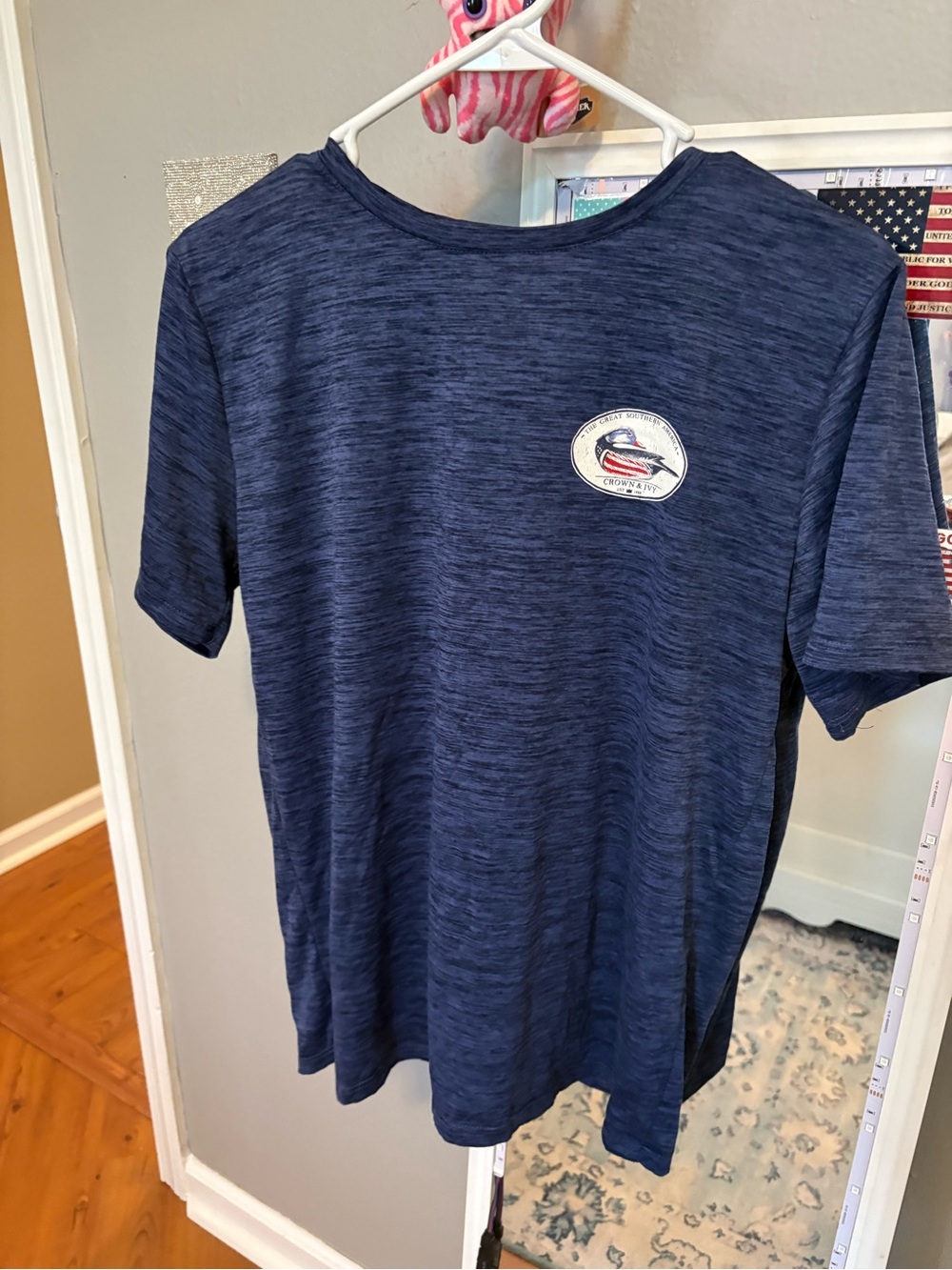 crown & ivy Navy Heather Tee with Nautical Duck Chest Patch